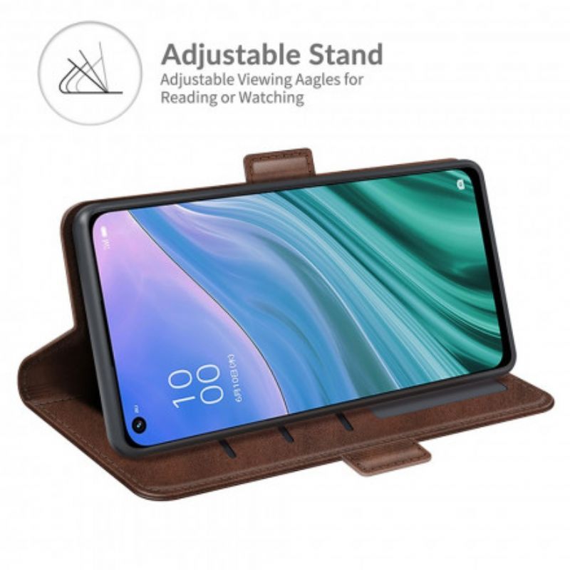Kožené Pouzdro Na Oppo A54 5G / A74 5G Flipové Pouzdro Dvojitá Klapka