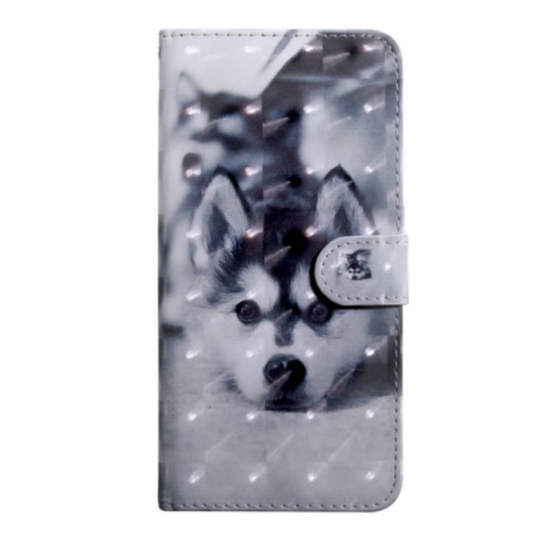 Kožené Pouzdro Na Oppo A54 5G / A74 5G Husky Pes S Lanyardem