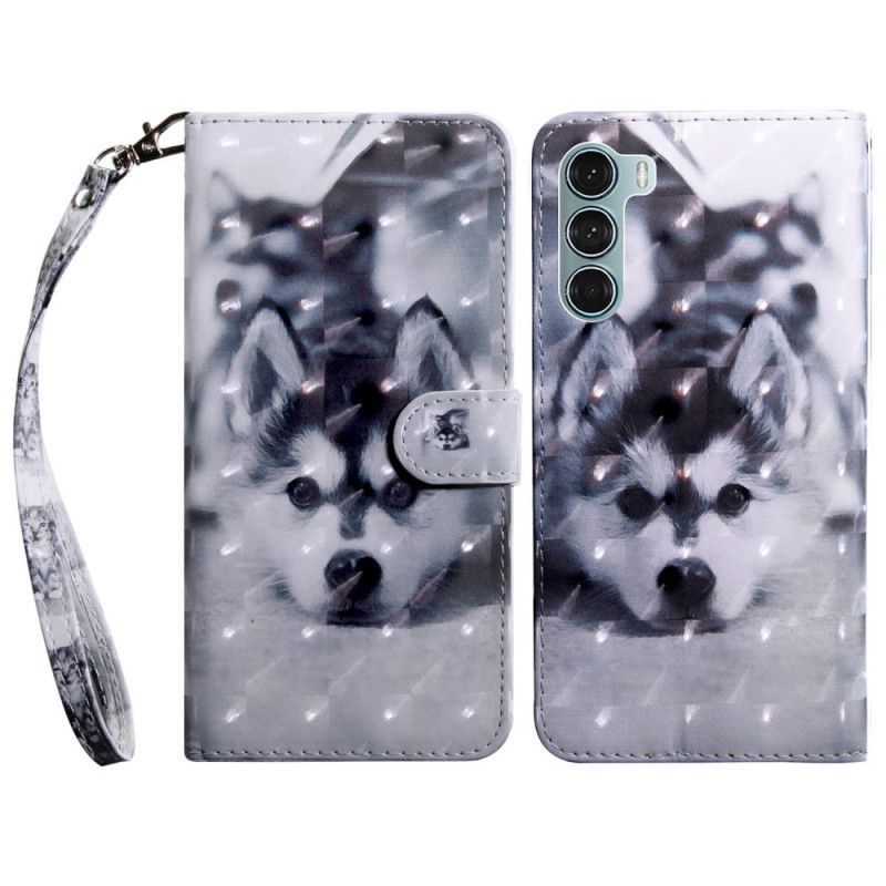 Kožené Pouzdro Na Oppo A54 5G / A74 5G Husky Pes S Lanyardem