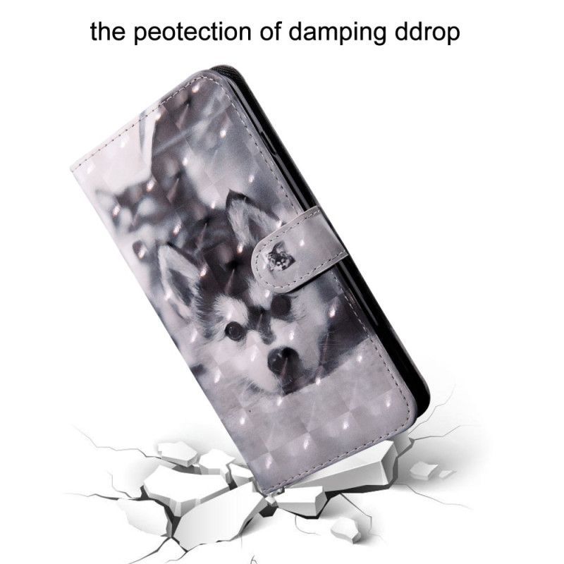 Kožené Pouzdro Na Oppo A54 5G / A74 5G Husky Pes S Lanyardem
