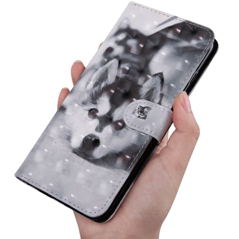 Kožené Pouzdro Na Oppo A54 5G / A74 5G Husky Pes S Lanyardem