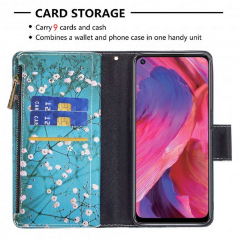 Kožené Pouzdro Na Oppo A54 5G / A74 5G Kapsa Na Stromeček Na Zip