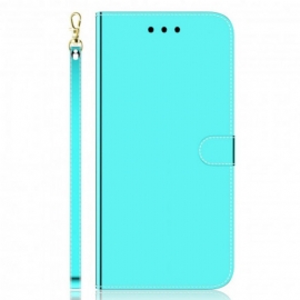 Kožené Pouzdro Na Oppo A54 5G / A74 5G Kryt Na Zrcadlo Z Umělé Kůže