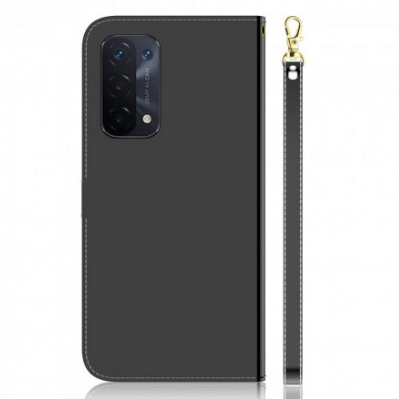 Kožené Pouzdro Na Oppo A54 5G / A74 5G Kryt Na Zrcadlo Z Umělé Kůže