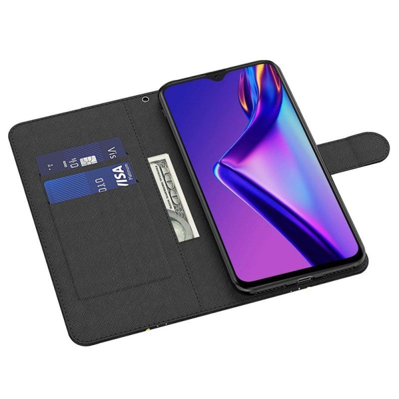 Kožené Pouzdro Na Oppo A54 5G / A74 5G Na Lana Panda A Bambus Se Šňůrkou