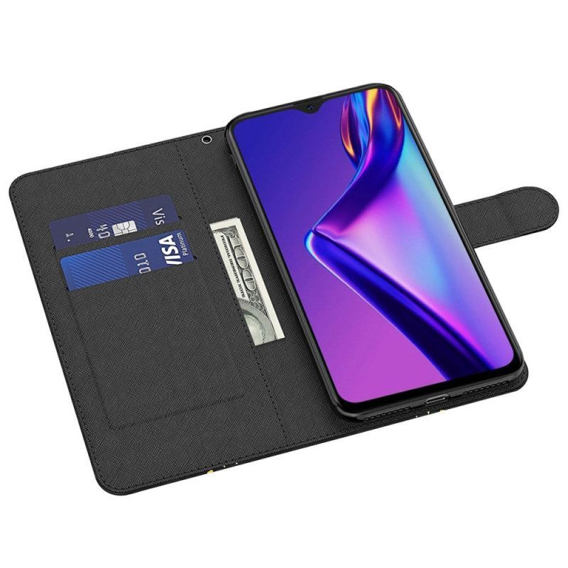 Kožené Pouzdro Na Oppo A54 5G / A74 5G Na Lana Pásková Krajka
