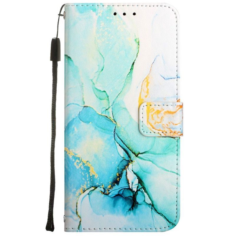 Kožené Pouzdro Na Oppo A54 5G / A74 5G Mramor Se Šňůrkou