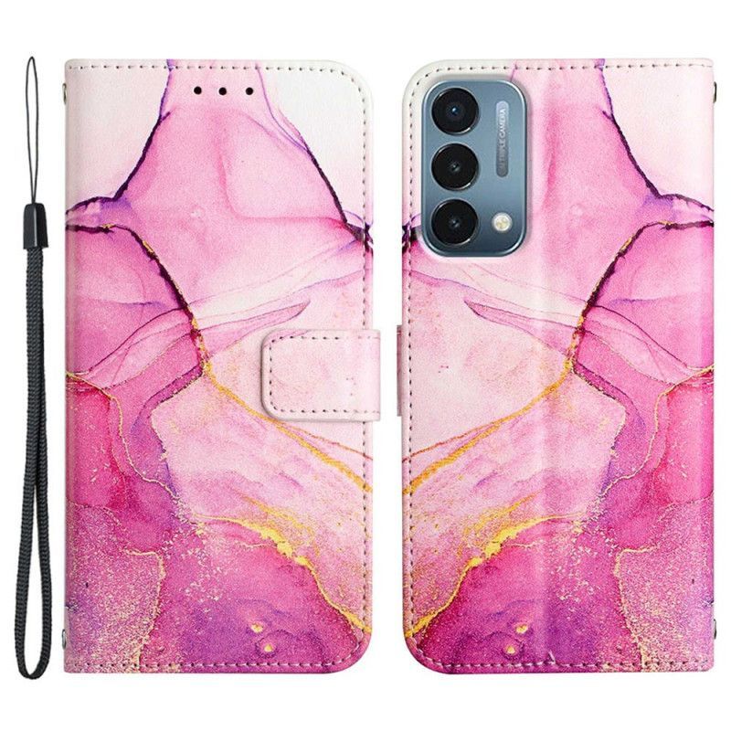 Kožené Pouzdro Na Oppo A54 5G / A74 5G Mramor Se Šňůrkou