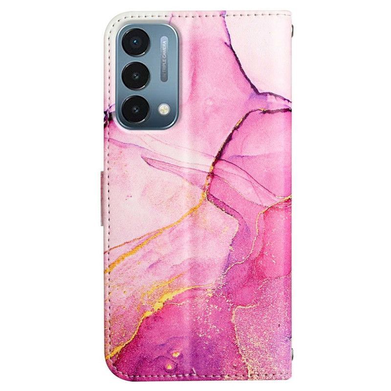 Kožené Pouzdro Na Oppo A54 5G / A74 5G Mramor Se Šňůrkou