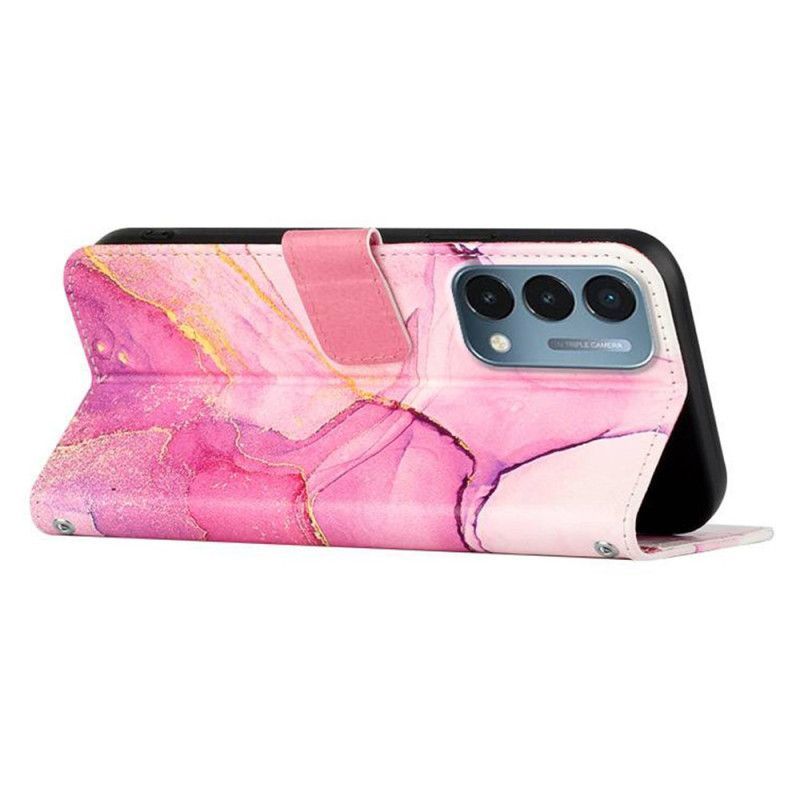 Kožené Pouzdro Na Oppo A54 5G / A74 5G Mramor Se Šňůrkou