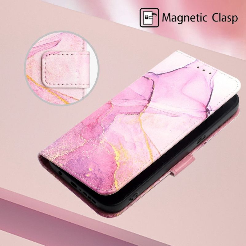 Kožené Pouzdro Na Oppo A54 5G / A74 5G Mramor Se Šňůrkou