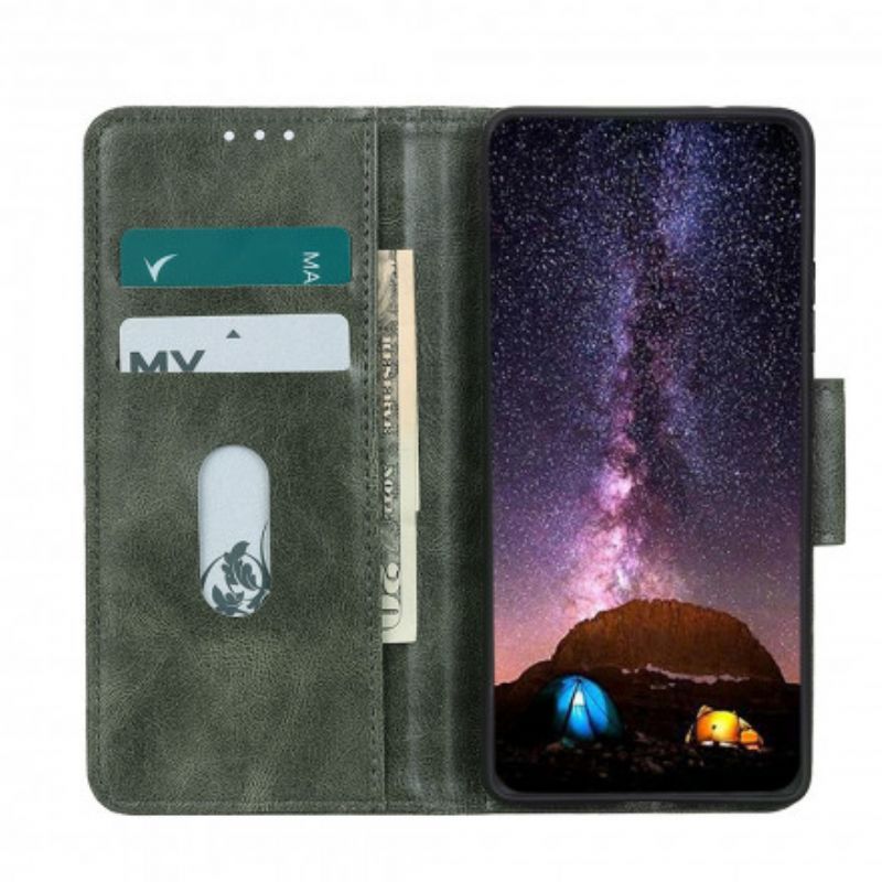 Kožené Pouzdro Na Oppo A54 5G / A74 5G Oboustranná Spona S Koženým Efektem