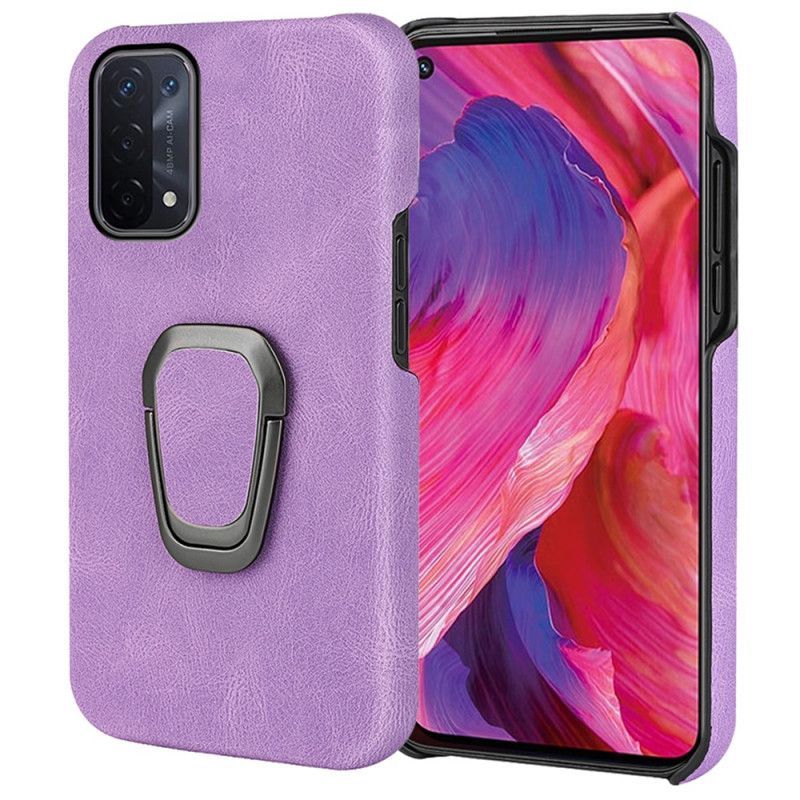 Kryt Na Oppo A54 5G / A74 5G Držák Na Prsten S Koženým Efektem