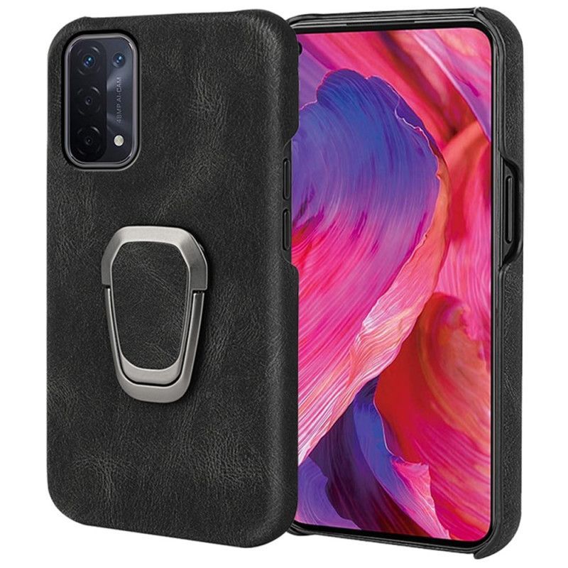 Kryt Na Oppo A54 5G / A74 5G Držák Na Prsten S Koženým Efektem