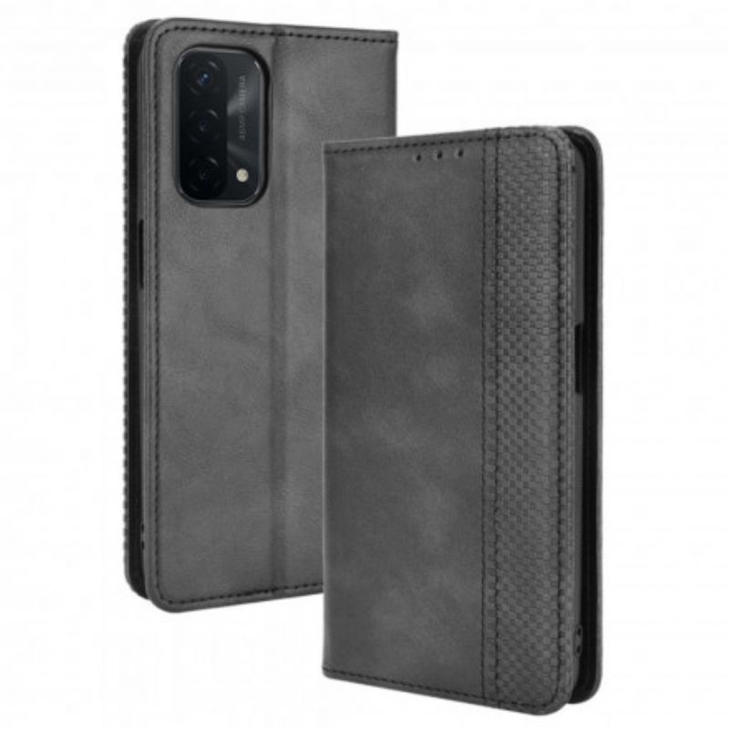 Kryty Na Mobil Na Oppo A54 5G / A74 5G Flipové Pouzdro Stylizovaný Vintage Kožený Efekt