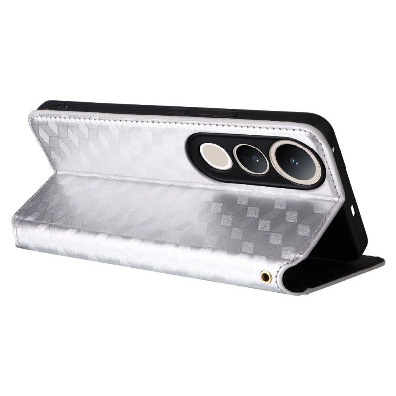 Kožené Pouzdro Folio Na Vivo V50 Lite 5g Kosočtvercový Vzor