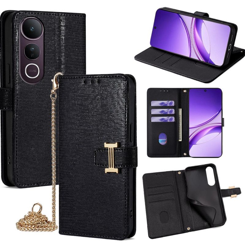 Kožený Kryt Vivo V50 Lite 5g Flitry S Řetízkem