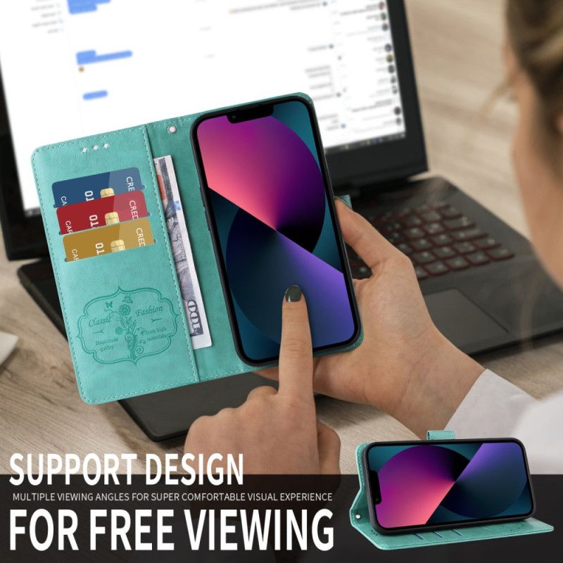 Kožený Kryt Vivo V50 Lite 5g Květinový Vzor Motýlů