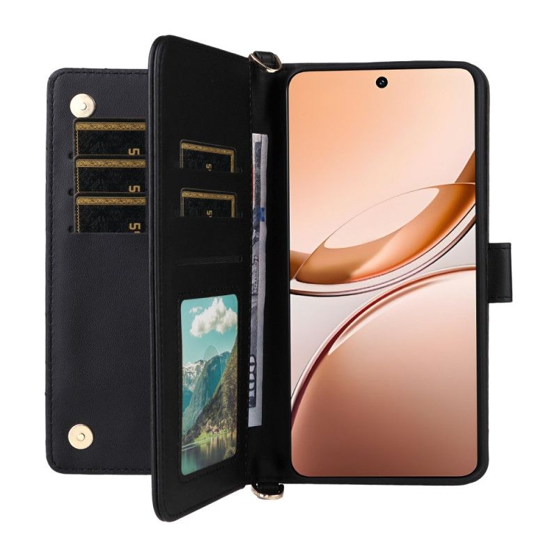 Kožený Kryt Vivo V50 Lite 5g Prošívaný S Šňůrkou A Ramenním Popruhem