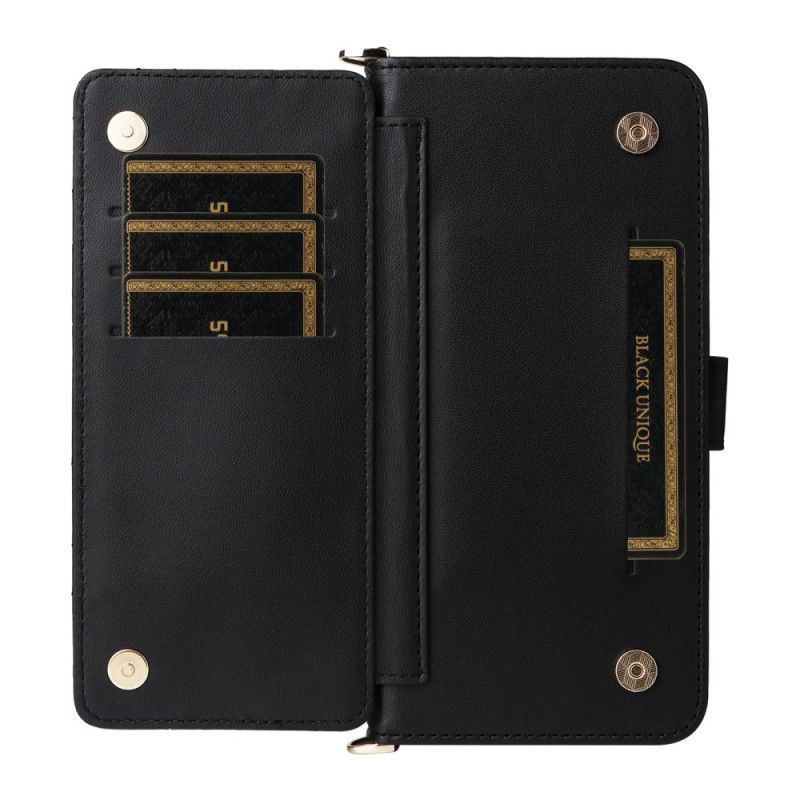 Kožený Kryt Vivo V50 Lite 5g Prošívaný S Šňůrkou A Ramenním Popruhem