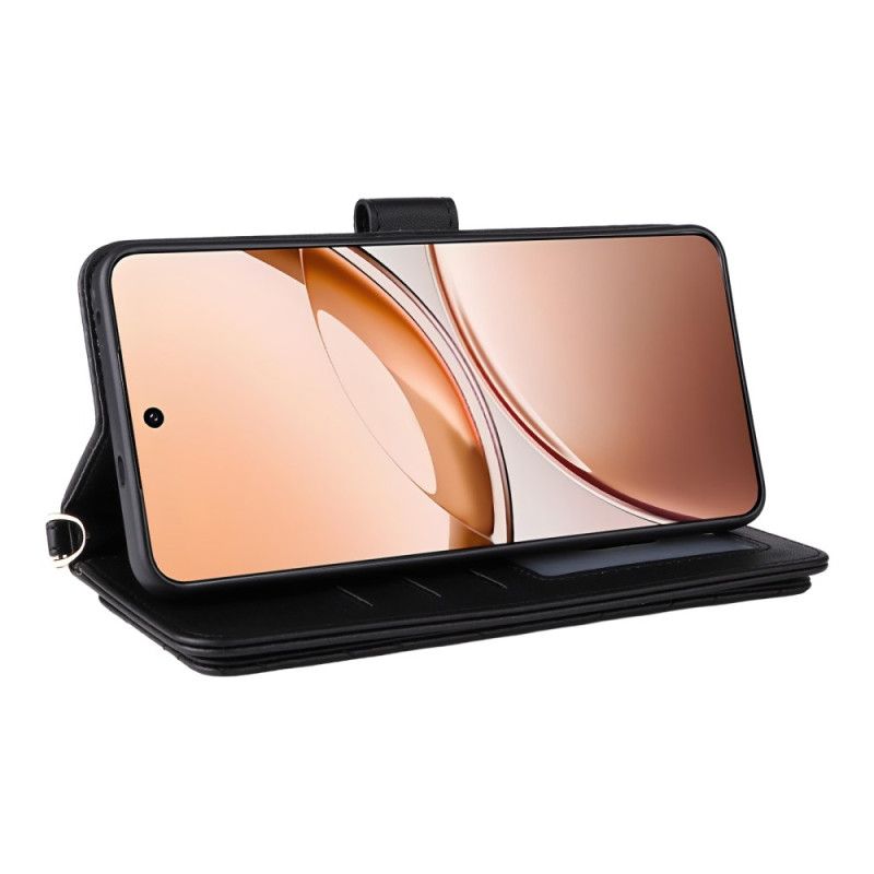 Kožený Kryt Vivo V50 Lite 5g Prošívaný S Šňůrkou A Ramenním Popruhem