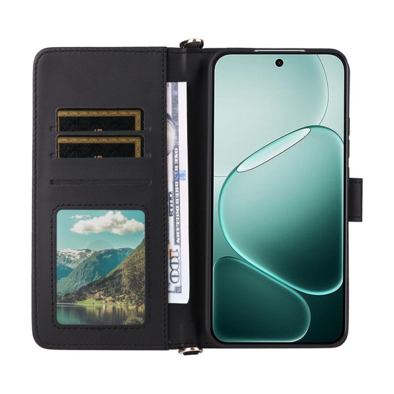 Peněženková Pouzdra Vivo V50 Lite 5g Prošívaná S Ramenním Popruhem A Šňůrkou Na Krk