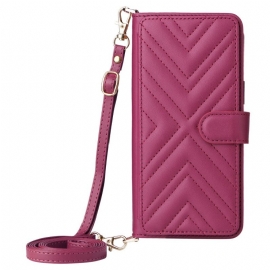 Kožený Kryt Oneplus Nord 5 Prošívané S Ramenem Řemínek