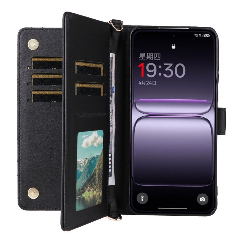 Kožený Kryt Oneplus Nord 5 Prošívané S Ramenem Řemínek