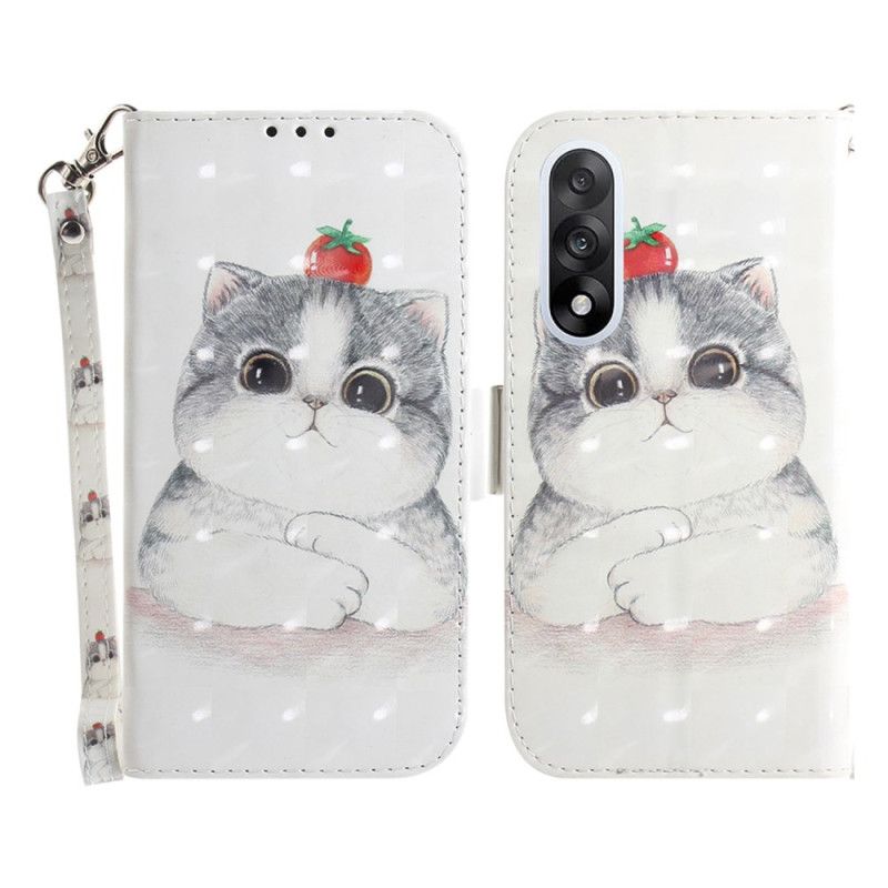 Kožený Kryt Oneplus Nord 5 Roztomilý Kočičí Pásek