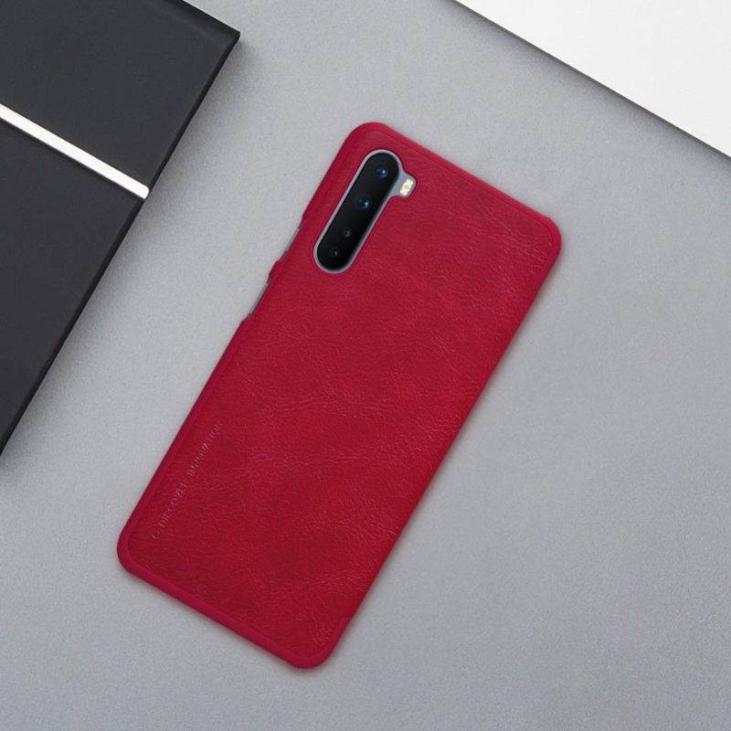 Flipové Pouzdro Na OnePlus Nord Kožený Efekt Řady Qin - Červená