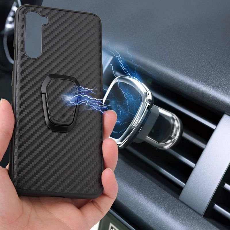 Kryt Na OnePlus Nord Uhlíkové Vlákno S Magnetickým Držákem
