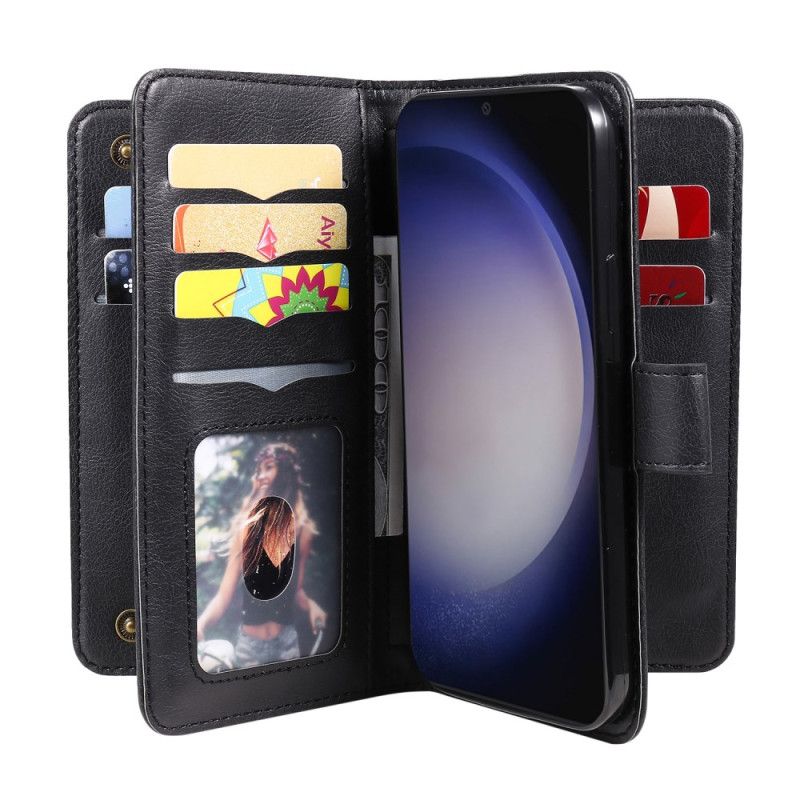 Kožený Kryt Na Samsung Galaxy S24 Plus 5g 10 Držitelů Karet