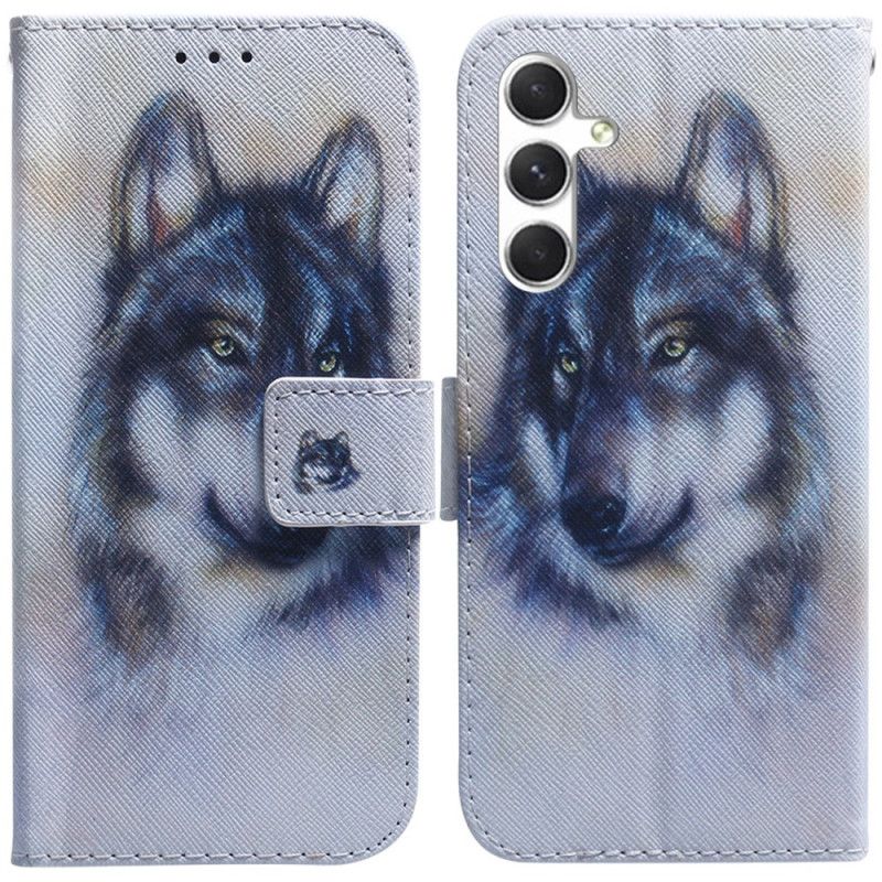 Kožený Kryt Na Samsung Galaxy S24 Plus 5g Akvarel Vlk