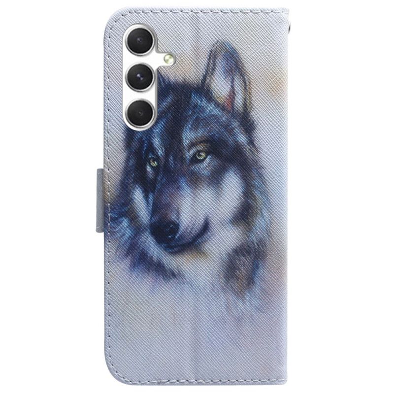 Kožený Kryt Na Samsung Galaxy S24 Plus 5g Akvarel Vlk