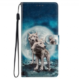 Kožený Kryt Na Samsung Galaxy S24 Plus 5g Dva Vlci S Popruhy