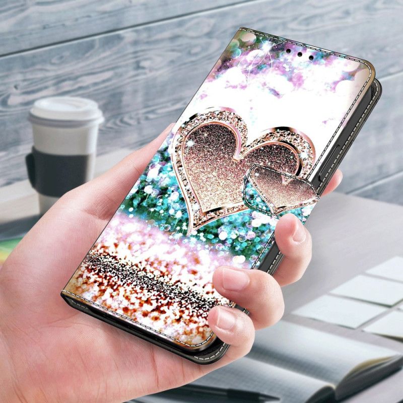 Kožený Kryt Na Samsung Galaxy S24 Plus 5g Růžové Diamantové Srdce