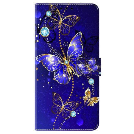 Kožený Kryt Samsung Galaxy S24 Plus 5g Diamantoví Motýli