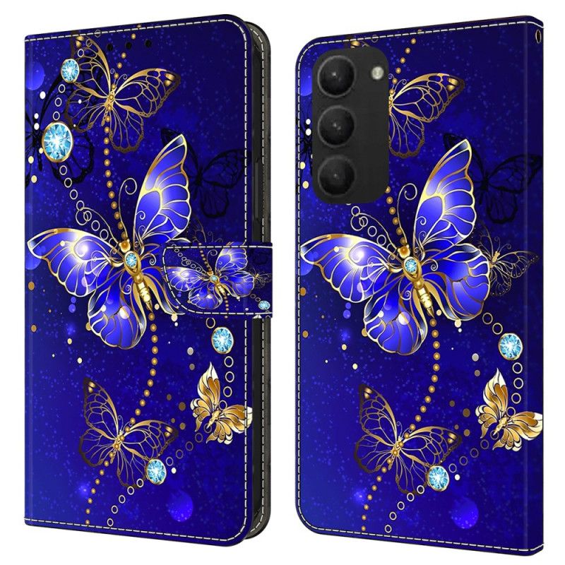 Kožený Kryt Samsung Galaxy S24 Plus 5g Diamantoví Motýli