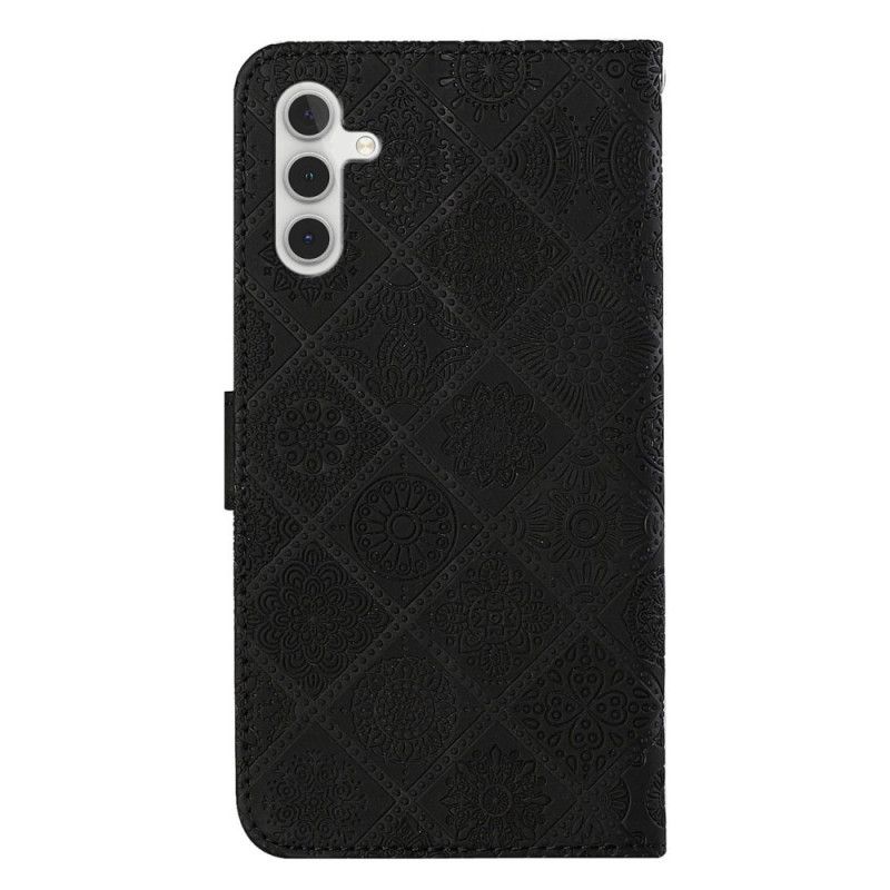 Kožený Kryt Samsung Galaxy S24 Plus 5g Etnické Květiny