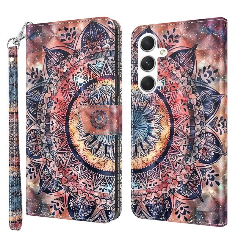 Kožený Kryt Samsung Galaxy S24 Plus 5g Mandala Červené Tóny S Páskem