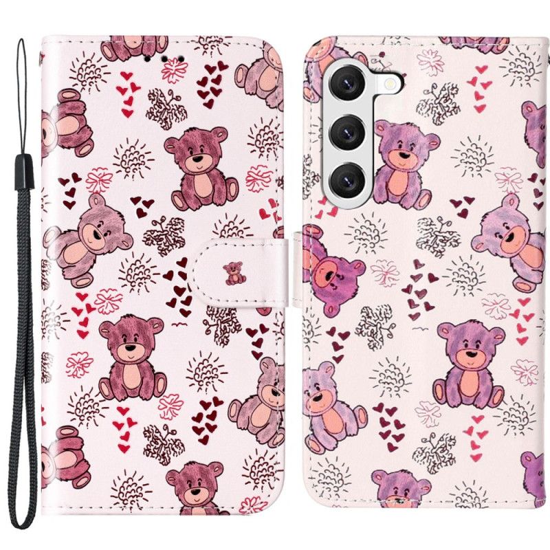Kožený Kryt Samsung Galaxy S24 Plus 5g Medvídci S Popruhem