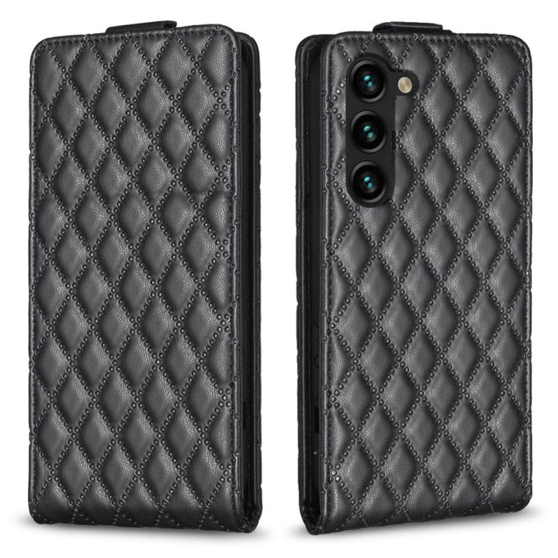 Kožený Kryt Samsung Galaxy S24 Plus 5g Prošívané S Vertikální Chlopní
