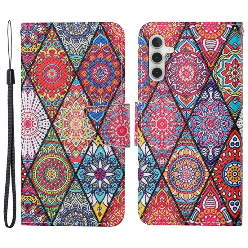 Kožený Kryt Samsung Galaxy S24 Plus 5g Totemové Diamanty S Řemínkem