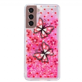 Kryt Samsung Galaxy S24 Plus 5g Tekuté Třpytky Red Butterflies