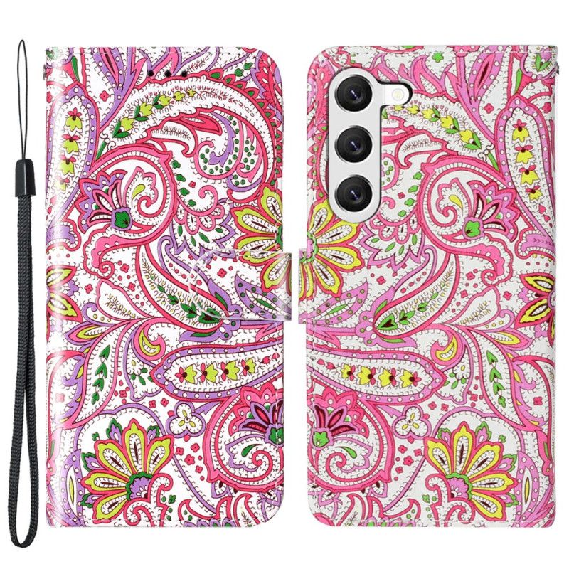 Peněženková Pouzdra Samsung Galaxy S24 Plus 5g Kryty Na Mobil Květinový Design Popruhu