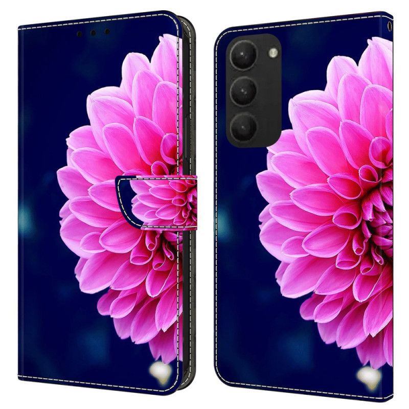 Peněženková Pouzdra Samsung Galaxy S24 Plus 5g Kryty Na Mobil Růžové Květy Na Modrém Pozadí