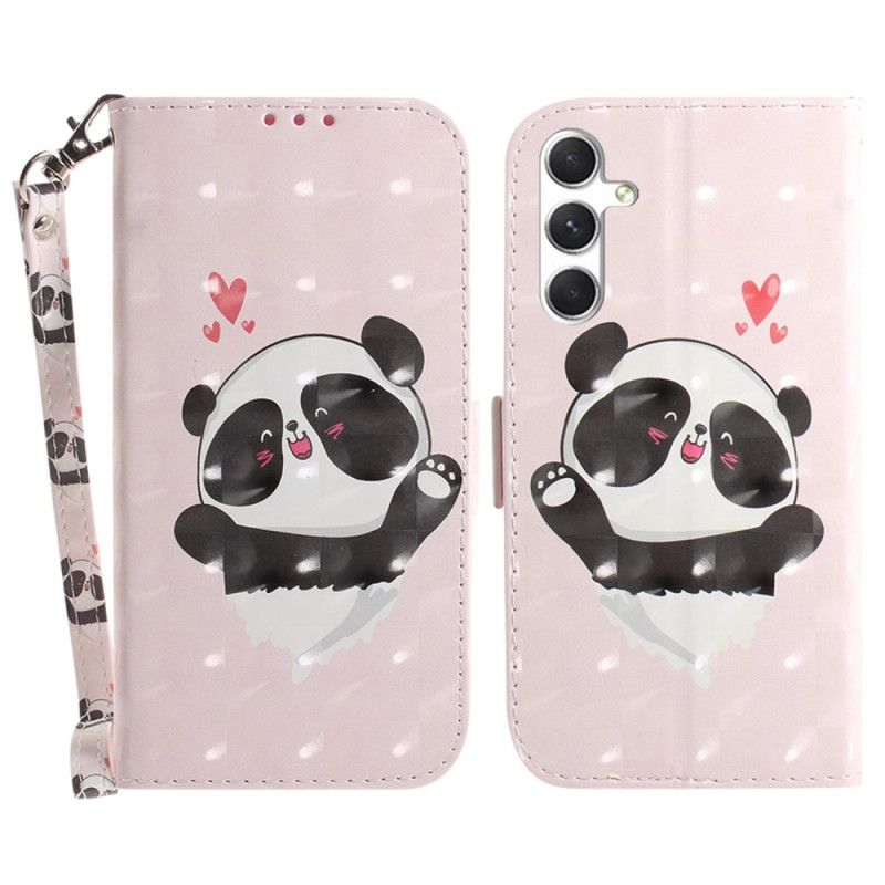 Peněženková Pouzdra Samsung Galaxy S24 Plus 5g Panda Love S Popruhem