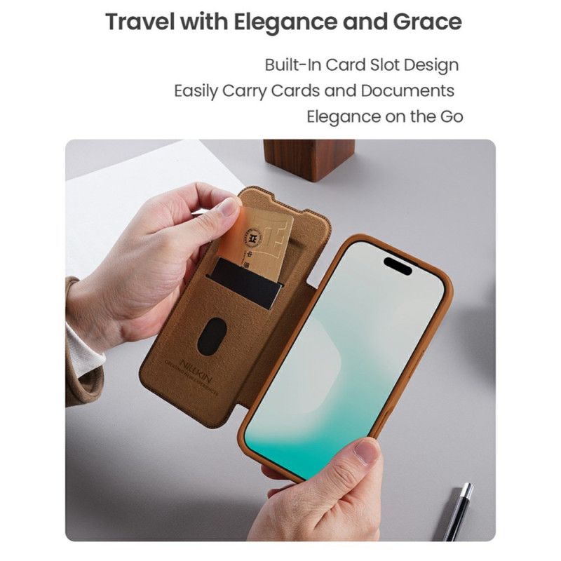 Kožené Pouzdro Folio iPhone 17 Qin Pro Series Nillkin