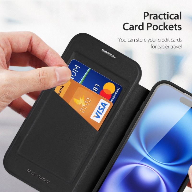 Kožené Pouzdro iPhone 17 Kryty Na Mobil Magsafe Skin X Pro Series Se Stojánkem Dux Ducis