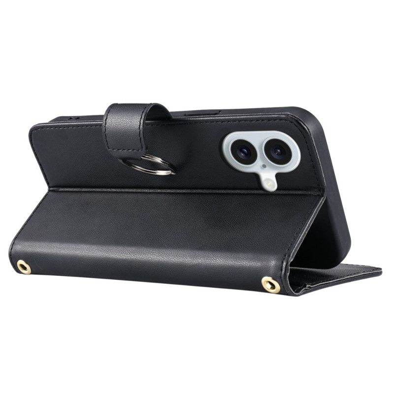 Kožený Kryt iPhone 17 Prémiový Design Se Šňůrkou A Ramenním Popruhem